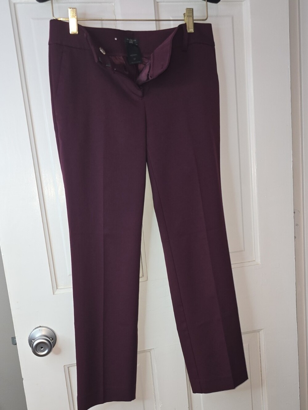 Ann Taylor Plum Straight-Leg Dress Trousers